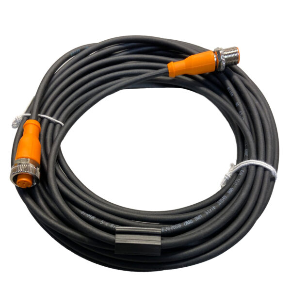 A black and orange cable is connected to the ends of it.