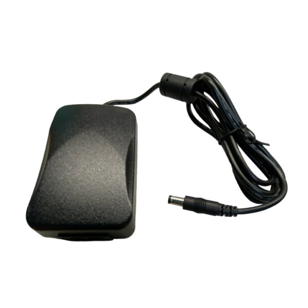 A black power cord is connected to the charger.