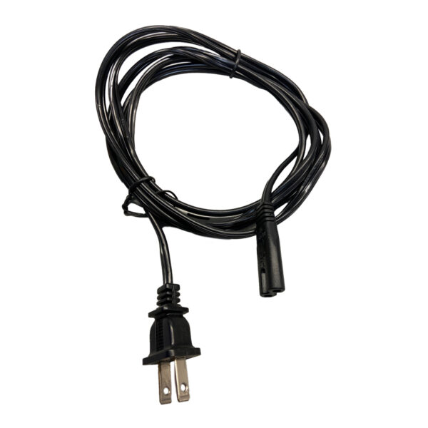 A black cord with two plugs and one end of it.